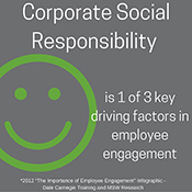 Corporate Social Responsibility is 1 of 3 key driving factors in employee engagement