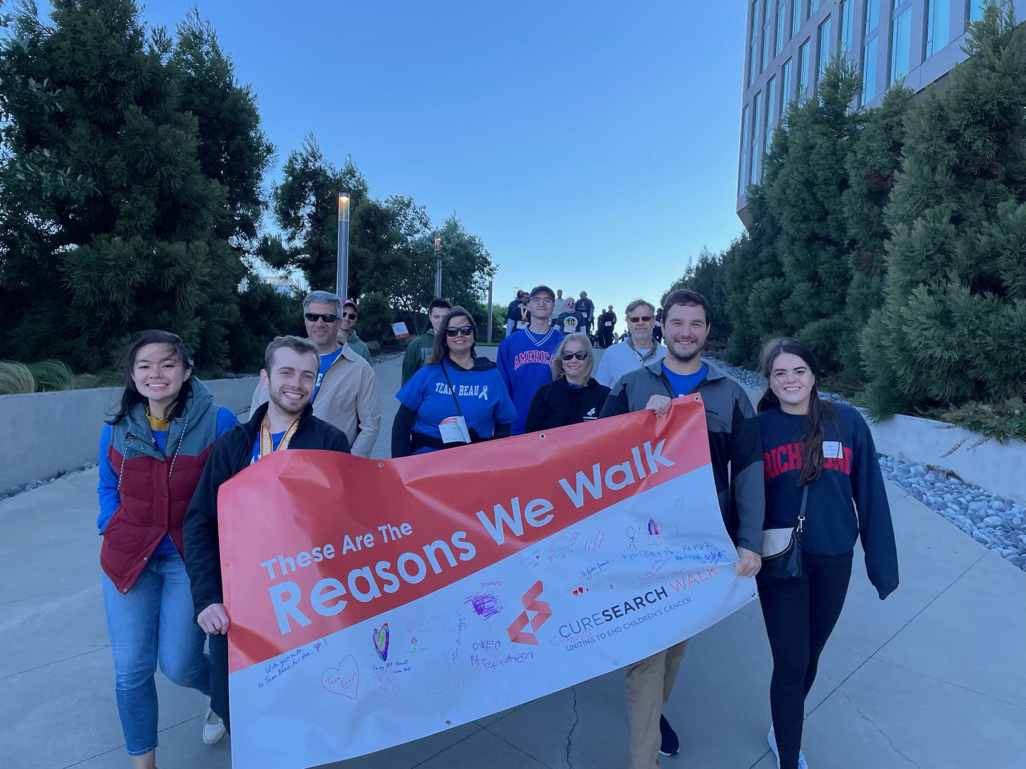 Team Beau participants walking together at a CureSearch Walk