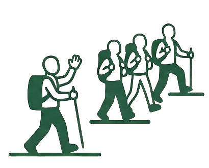 Hiker joining a group