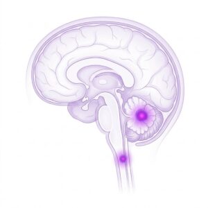 Illustration of the brain and spinal cord with ATRT