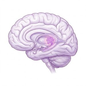 Illustration of the brain with a choroid plexus tumor