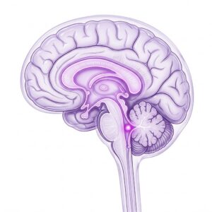 Illustration of the brain ventricles with ependymoma