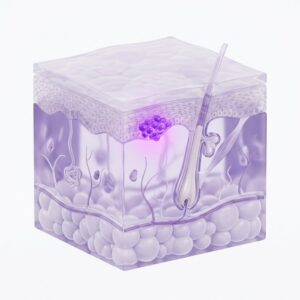Illustration of skin layers with melanoma cells