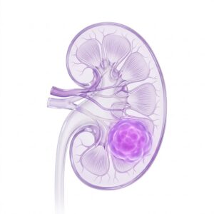 Illustration of a kidney with Wilms tumor
