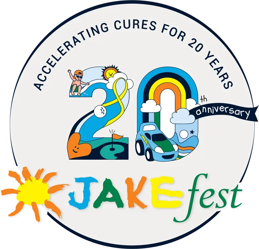 Jakefest 20th anniversary logo: Accelerating cures for 20 years