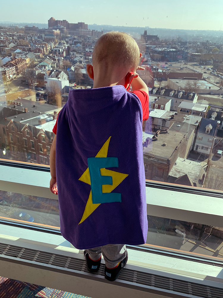 Superhero Elias during treatment